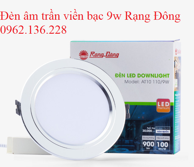 Đèn âm trần viền bạc 9w Rạng Đông